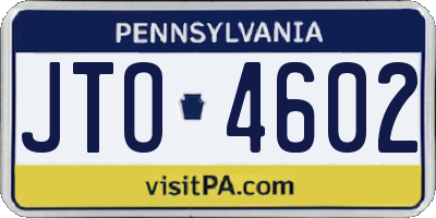 PA license plate JTO4602