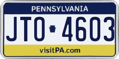PA license plate JTO4603
