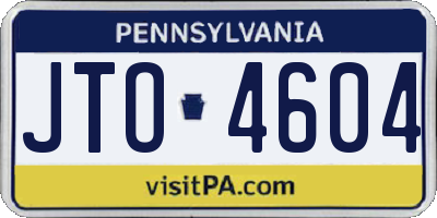 PA license plate JTO4604