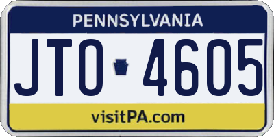 PA license plate JTO4605