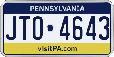 PA license plate JTO4643