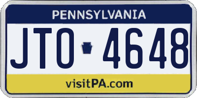 PA license plate JTO4648