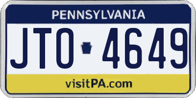 PA license plate JTO4649