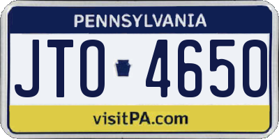 PA license plate JTO4650
