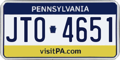 PA license plate JTO4651