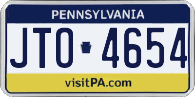 PA license plate JTO4654