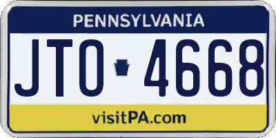 PA license plate JTO4668