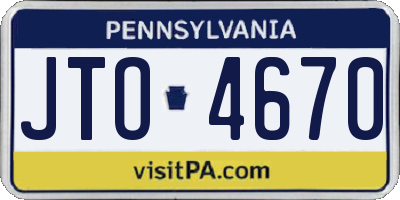 PA license plate JTO4670