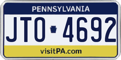 PA license plate JTO4692