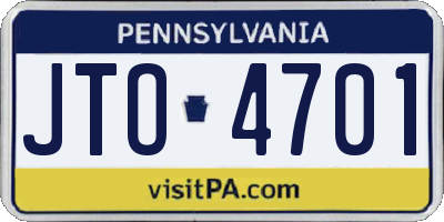 PA license plate JTO4701
