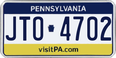 PA license plate JTO4702