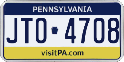 PA license plate JTO4708