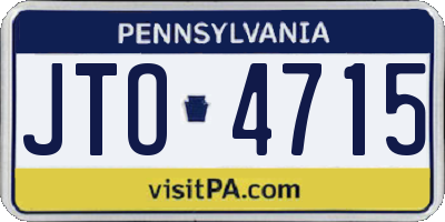 PA license plate JTO4715