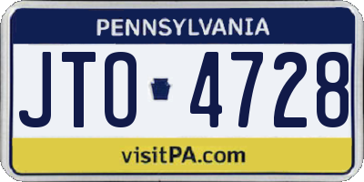 PA license plate JTO4728