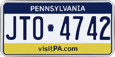 PA license plate JTO4742