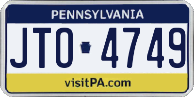 PA license plate JTO4749