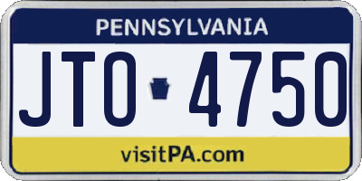 PA license plate JTO4750