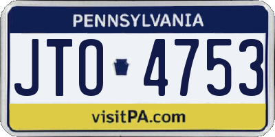 PA license plate JTO4753