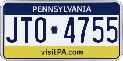 PA license plate JTO4755