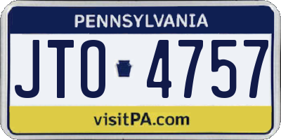 PA license plate JTO4757