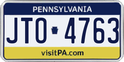 PA license plate JTO4763