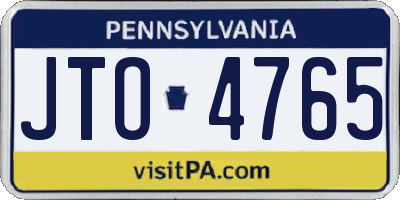 PA license plate JTO4765