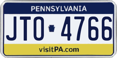 PA license plate JTO4766