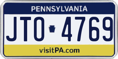 PA license plate JTO4769