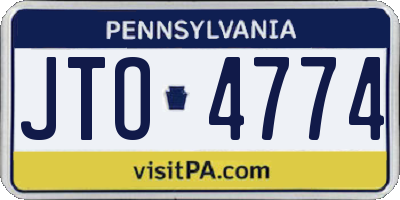 PA license plate JTO4774