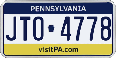PA license plate JTO4778