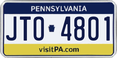 PA license plate JTO4801