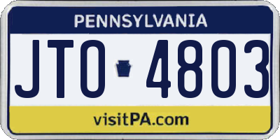 PA license plate JTO4803
