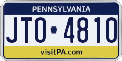 PA license plate JTO4810