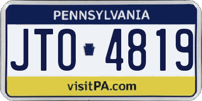 PA license plate JTO4819