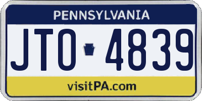 PA license plate JTO4839