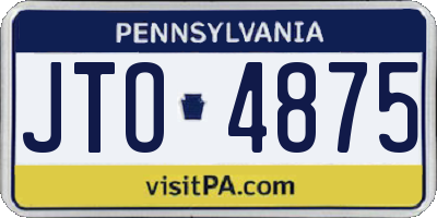 PA license plate JTO4875