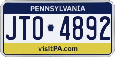 PA license plate JTO4892