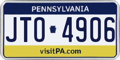 PA license plate JTO4906