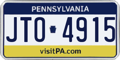 PA license plate JTO4915