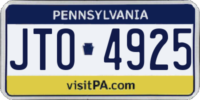 PA license plate JTO4925
