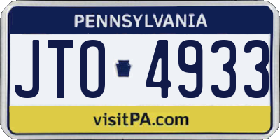 PA license plate JTO4933