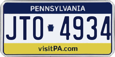 PA license plate JTO4934
