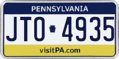 PA license plate JTO4935