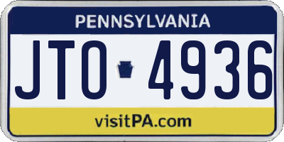 PA license plate JTO4936