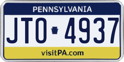 PA license plate JTO4937