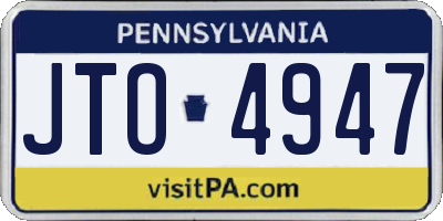 PA license plate JTO4947