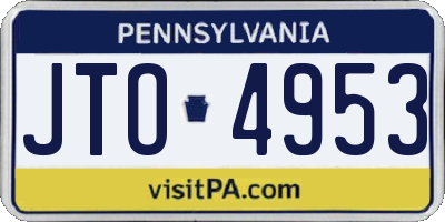 PA license plate JTO4953