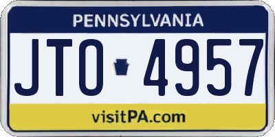 PA license plate JTO4957