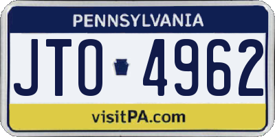PA license plate JTO4962