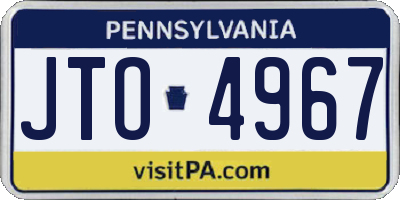 PA license plate JTO4967